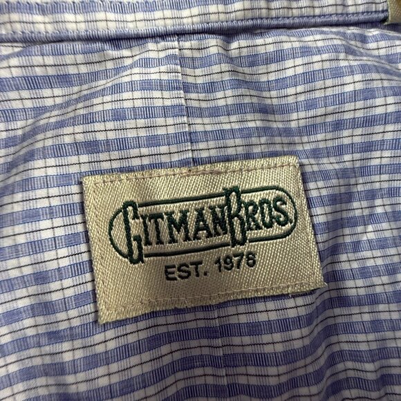 Gitman Bros USA XL Cotton Check Blue American Button Up Long Sleeve Shirt Men - Picture 13 of 16